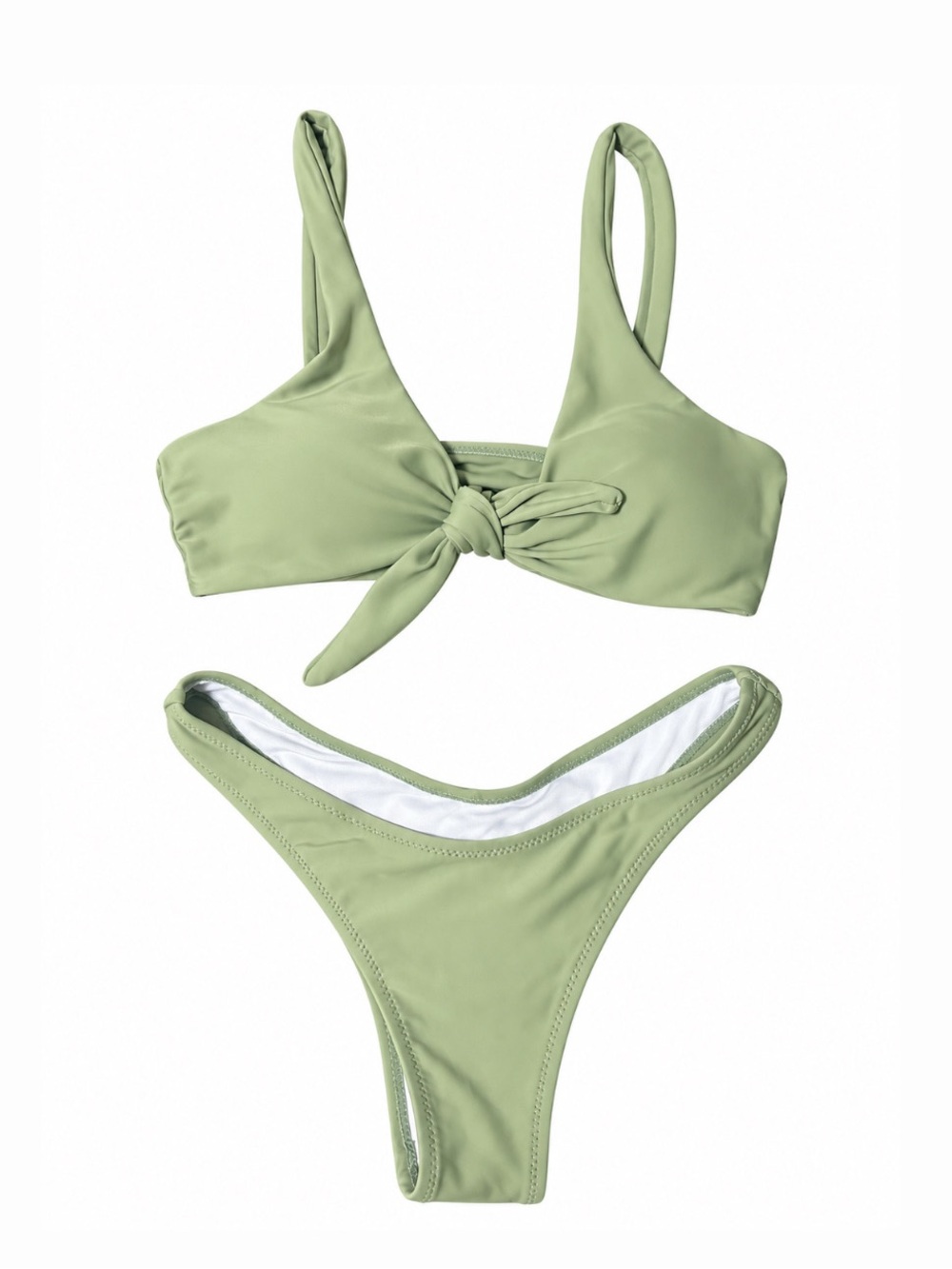 Sage Green Tie-Front Bikini Set | Size Small